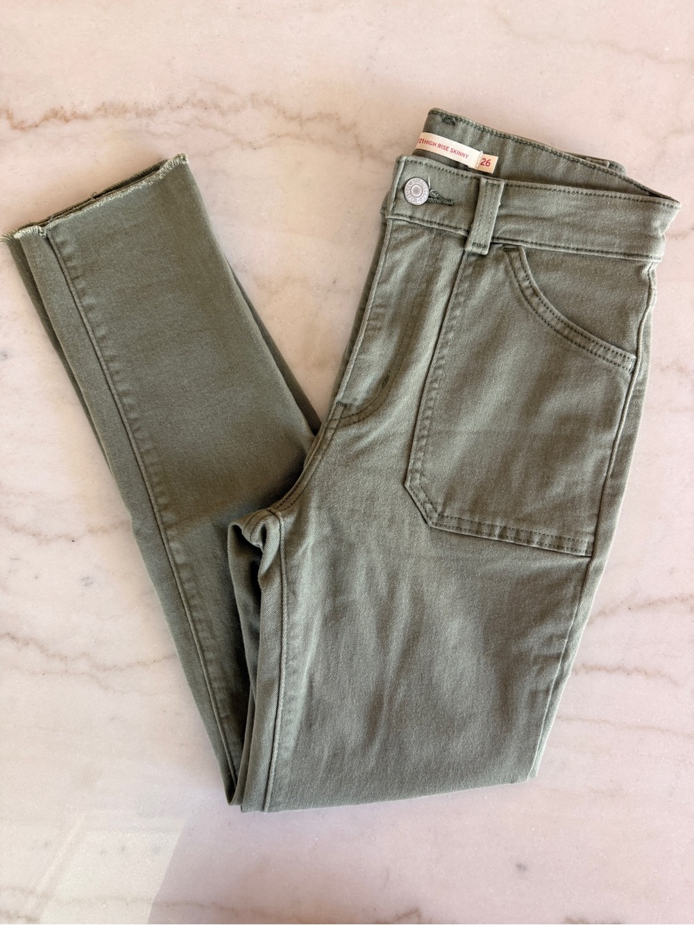 Levi's Olive Green High Rise Skinny Jeans - Short